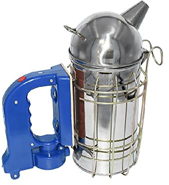 Ahumador de abejas, ahumador eléctrico de colmena de acero inoxidable con escudo térmico y gancho de montaje, equipo de herramientas de apicultura (no viene con baterías)