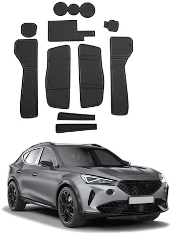 SHAOHAO für Cupra Formentor 2020-2024 Gummimatten, Mittelkonsole Antirutschmatten, Getränkehaltermatt, Türschlitzmatte Aufbewahrungsbox Rutschfestermatte Cupra formentor zubehör Schwarz