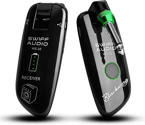 SWIFF Electronic Guitar Wireless System, High-Grade Guitar Wireless Transmitter Receiver Rechargeable Digital Audio Guitar Bass System with Strong Anti-Interference Ability for Electric Guitar Bass
