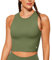 BAYDI Nudi Sport BH Damen ohne Buegel Bustier Abnehmbare Gepolsterte Crop-Tops Hochgeschlossenes Tanktop Yoga Fitness Soft Bra Oliv