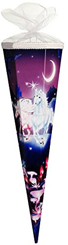 alles-meine.de GmbH Schultüte - Einhorn - Unicorn - Pferde - 70 cm - Filzabschluß - Zuckertüte - mit/ohne Kunststoff Spitze - kompatibel mit goldbuch - Mädchen - Einhörner ..