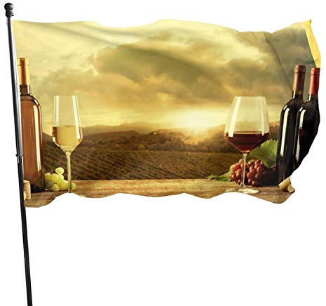 Bandiera 3x5 Ft Bandiera Decorativa per Esterni Grande Bandiera da Giardino Bellissimo Vino Rosso e Barile Bandiera Divertente Colori Vivaci Bandiera Sopravvento Bandiera da Giardino in Poliestere Ban