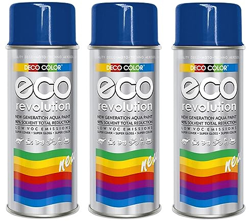 Fahrzeugteile Hoffmann 3er Sparpack Deco Color ECO Lackspray glänzend oder matt 400ml nach RAL (3 Dosen ECO RAL 5010 Dunkelblau Glanz)
