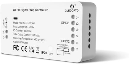 GLEDOPTO WLED Controller ESP8266 Illuminazione RGB DIY Controllo tramite APP Compatibile con Alexa per WS2811 WS2812 SK6812 TM1814 WS2813 WS2815 Striscia luminosa FCOB Indirizzabile (008WL)