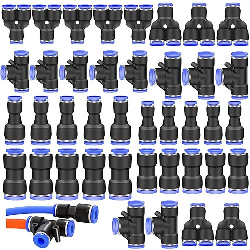 Pneumatische Schnellkupplung 40 Stück Push to Connect Fitting Gerade Pneumatik Steckverbinder Air Pusher Pneumatische Fittings zum Schnellen Anschluss von Luftleitungen (6mm/8mm)