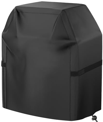 Grill Abdeckhaube, 101 cm Kleine Gasgrill Abdeckung für Outdoor Grill, Wasserdicht, Wetterbeständig, UV & Fade Beständig, BBQ Grillabdeckung mit Klettverschlussriemen, Schwarz