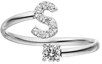 Purelei® Buchstaben Ring S – Damenring aus langlebigem Edelstahl – Wasserfeste Ringe – Verstellbare Ringe von Größe 50 bis 60 – Modeschmuck für deinen individuellen Look