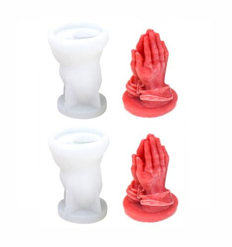 Xidmold 2 Stück Betende Hände Kerzenform 3D Betende Hände Silikonform für Fondant, Schokolade, Sojawachs Kerzen, Seife, Gips, Epoxidharz, Handwerk