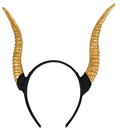 COSMEVIVI Halloween Horns Headband for Cosplay Gold Sheep Horn Hair Accessory for Parties Lightweight and Comfortable Design for Adults and Teens for Halloween Celebrations and Themed Events