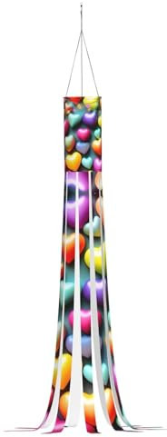 Windsack mit bunten Regenbogen-Herzen, Halloween-Serie, Geister-Thema, hängende Outdoor-Dekoration, 150 cm