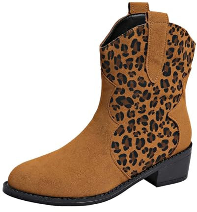 Stivali in pelle morbida Stivali larghi da donna in pelle tacco basso a V stivali corti tacco posteriore tacco corto stivali a metà polpaccio stivali da donna taglia 5 polpaccio largo, Marrone, 40 EU