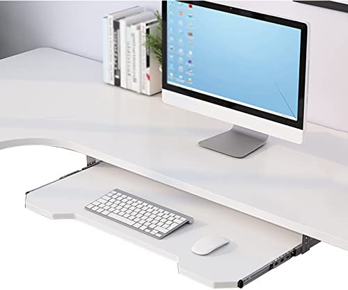 KHLMSRXJ Desk Extender Ergonomic Under Desk Keyboard Mouse Platform,Sliding Keyboard Tray Under Desk with 14Inch Mute Sliding Rails/B-White/60 * 30 cm