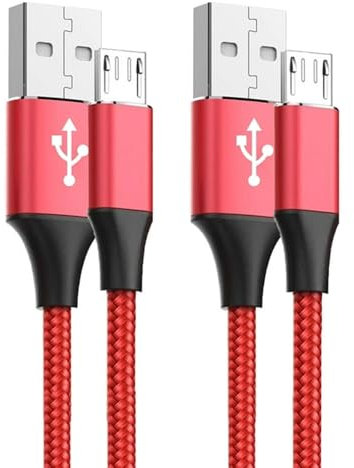 Micro USB Cable 3M 2PACK Android Charger Cable Fast Charging Cable Nylon Micro USB Charger Cable Lead for Samsung Galaxy S7 Edge S6 S5 J7 J5 J6 J3 A6 A10, Huawei,Sony,Kindle,PS4,Tablet