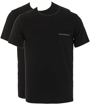 Emporio Armani Herren T-Shirt aus Reiner Baumwolle, 2er-Pack, Schwarz, S