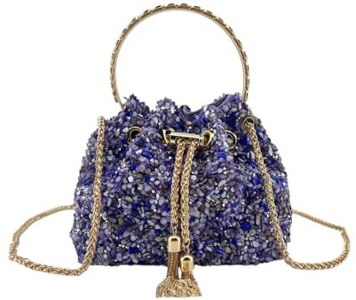 MODELISA - Bolso De Noche Adornado Con Piedras Multicolores Cadena De Hombro Boda Noche Evento Mujer (Morado)