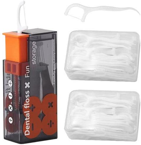CATOR 1 Pcs Porte-fil Dentaire Portable, Distributeur de Fil Dentaire, Boîtes de Support Rechargeables, Comprend 110 Fil Dentaire,Bâtonnets de Fil Dentaire pour Voyages pour le Nettoyage Des Dents