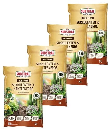 Substral Naturen Sukkulente & Kaktus Erde Bio & torffrei - 5 L - 4ER PACK
