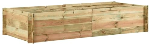 Gecheer Fioriera da Giardino, Letto Rialzato per Ortaggi e Fiori 197x100x40 cm in Legno di Pino Impregnato Verde con 9 Scomparti, for Giardino Patio Balcone
