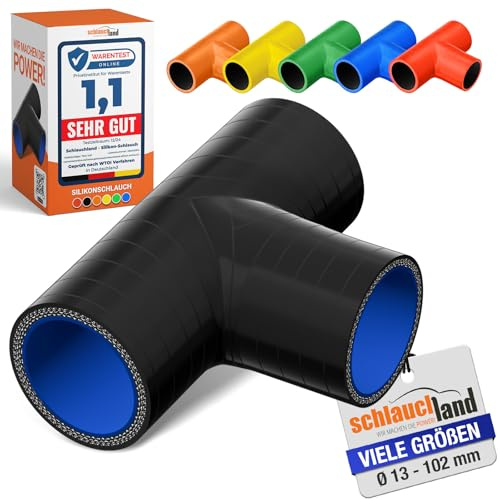 SILIKON-SCHLAUCH T-STÜCK Verteiler ID-Ø 16mm schwarz 200°C | VIELE FARBEN + GRÖSSEN | Schlauch-Verzweigung Abzweig Verbinder Schlauch Bypass Ladeluft Kühlmittel Rohr Y Silikonschlauch flexibel