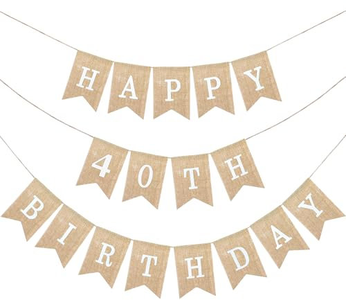 qingmeng Happy Birthday Girlande 40 Geburtstag Männer Frauen Banner, Deko 40. Geburtstag Girlande Geburtstagsdeko Frauen Männer