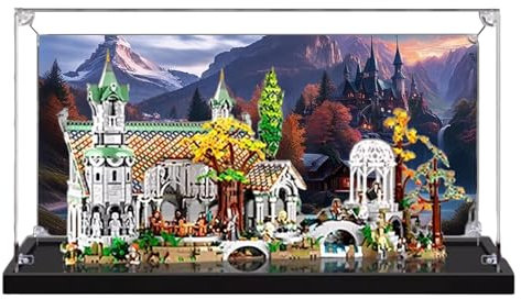 Acryl-Vitrine für Lego 10316 Rivendell Castle Modell, 3 mm staubdichte Schaukasten, Vitrine kompatibel mit Lego 10316 (Modell nicht im Lieferumfang enthalten) (Hintergrund B)