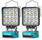 LIVOWALNY 2 Pezzi Lampada LED a Batteria Compatibile con Makita 18V, 48W – Faro da Cantiere con Doppio Interruttore e Porte USB-C/USB, Ideale per Garage, Campeggio e Officina (senza batteria)