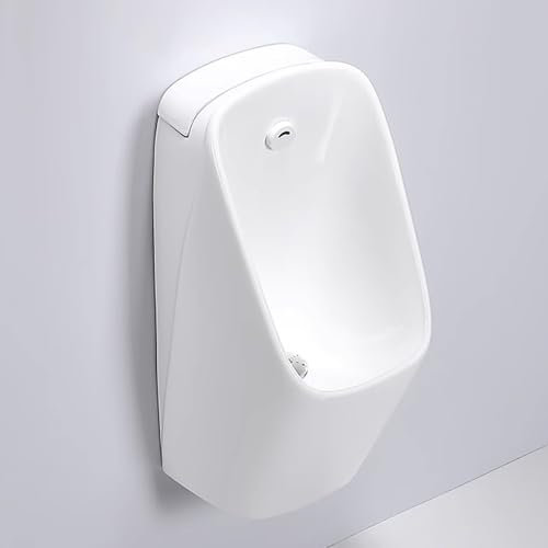 WXXSHGDW Urinal for MäNner, Wandmontiertes Keramik Urinal, Automatische Induktionsspülung, mit Wasserzulauf und Abflussrohr, für Wohnungen, Schulen, Einkaufszentren, Bars