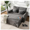 INMOZATA Pull Out Sofa Bed Linen Bed Settee 2 In 1 Sleeper Sofa Double Sofa Bed with 2 Bolster Pillows for Living Room Bedroom Home Office Furniture Dark Grey