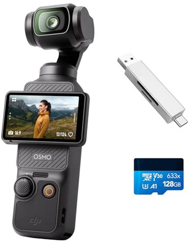 DJI Osmo Pocket 3, cámara con CMOS 1'' y vídeo 4K/120 fps, estabilización en 3 Ejes, Enfoque rápido, Seguimiento de Caras/Objetivos, Pantalla táctil giratoria de 2 Osmo Pocket 3