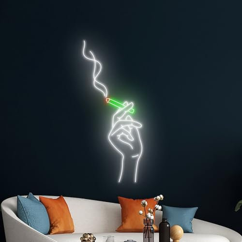 Rauch Hände Unkraut Shop Highway 420 Grün Cannabis Blatt LED Neon Schild für Wanddekoration USB verstellbare Helligkeit Wohnzimmer Bars Pub Club Versammlungen Kunst Wanddekoration