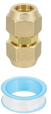 PATIKIL Raccord d'extension de tuyau Adaptateur de raccordement | 1 pièce, en cuivre sans soudure avec ruban PTFE pour tuyau de 5/8 15,88 mm, Réfrigération/HVAC