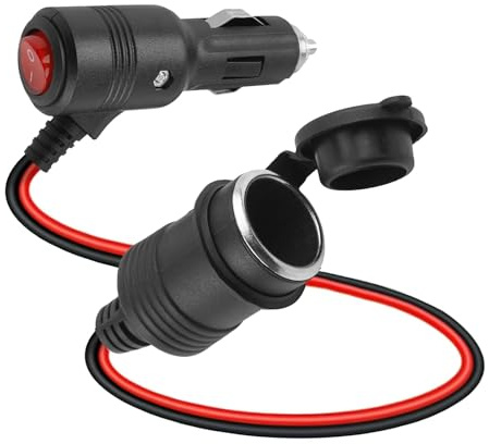Zigarettenanzünder mit Schalter, 12V-24V Zigarettenanzünder Verteiler Adapter mit 15A Sicherung Ladegerät Verlängerungskabel 100CM für Auto Motorrad LKW Wohnmobil