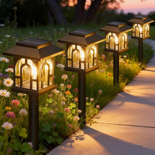 BUCASA 8 Stück Solarlampen für Außen Garten, Sehr Hell Solarleuchten für Außen mit Warmweiß Wolfram, Wasserdicht Weihnachtsbeleuchtung Außen Solar für Terrasse Rasen Hof Balkon Deko