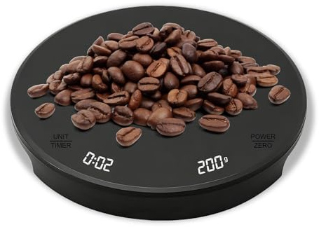 Kaffeewaage mit Timer 3kg/0,1g Mini Wiederaufladbare Espresso Waage Digitale Küchenwaage Präzisionswaage mit LED Display und Tara Funktion für Pour Over und Kaffeezubereitung Schwarz
