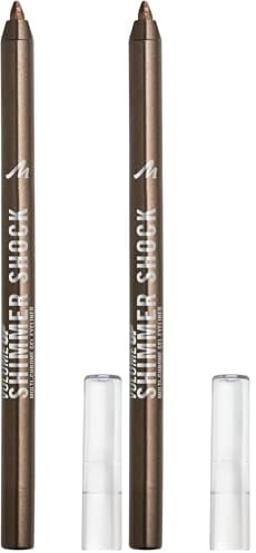 MANHATTAN Volume Up Shimmer Shock Eyeliner, wasserfester Gel-Eyeliner mit Changing-Effekt durch lichtreflektierende Pigmente, Fb. 003 Bronze Rush, 1,2 g (Packung mit 2)