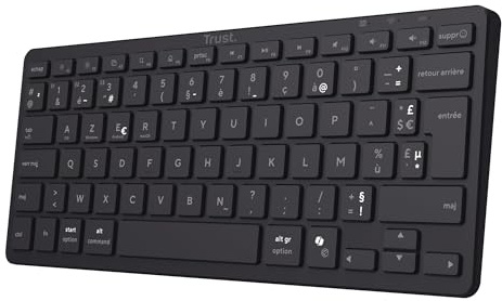 Trust Vira Clavier sans Fil Bluetooth AZERTY Français, Rechargeable, Noir