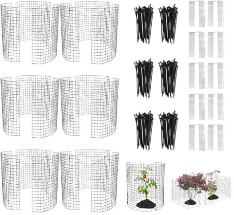 Pflanzenschutz vor Tieren Rostfrei 34,8 cm Metall-Maschen-Pflanzenkäfige zum Fernhalten von Tieren Draht-Garten-Glocke Pflanzenschutz für Innen- und Außengarten (Schwarz-6er-Set)