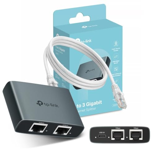 NEW TP-Link EH310 Ethernet Splitter, 1 to 3 Gigabit Network Switch,1000Mbps High-Speed Ethernet Switch,Plug and Play,LAN RJ45 Internet Splitter with Ethernet/USB Cable for Router, Laptop/PC, TV, Xbox