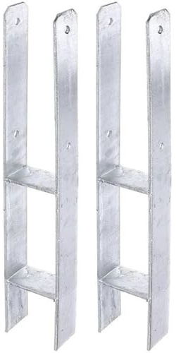 RBS24 Pfostenträger H Form | schwere Ausführung 5,6mm | Pfostenanker verzinkt | zum Einbetonieren | Länge 600mm | 91mm 2 Stück