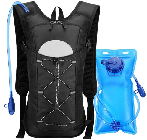 Lomffy Hydration Backpack with 2L Water Bladder, Hydration Vest Bag Pack Lightweight Hiking Rucksack Cycling Hydration Backpack for Women Men Running Vest Backpack for Riding
