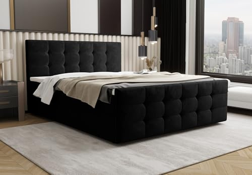 B&B HOME Boxspringbett Coria III, mit Bonellfederung H3, Bettkasten, Kopfteil und Topper, 180x200 (velutto20)