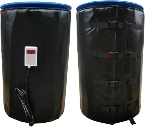 IBC Fassheizdecke 200l / 1000l Ölfass Thermodecke Einstellbare Temperatur 0~150°c wasserdichte Isoliermaterialien, Black, 200L