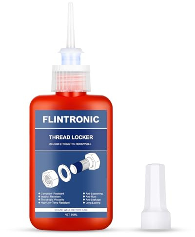 Flintronic Thread Lock Blue, 50ml Medium Strength Threadlocker | Locktight Threadlock Against Losening and Leakage, Lock and Seal Nuts, Bolts, Fasteners and Metals