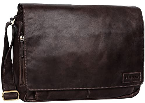STILORD 'Rick' Vintage Sac en Bandoulière Cuir Unisexe Design Sac pour Ordinateurs Portables 15.6 Pouces Laptop Serviette en Cuir, Couleur:Cognac - Marron foncé