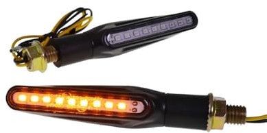 2EXTREME 1Paar Motorrad 12V 112/94mm, M10, Led Blinker Laufeffekt Lauflicht Sequentiell Universal Motorrad, ATV Quad, Roller, Enduro, Chopper, Custom Umbauten