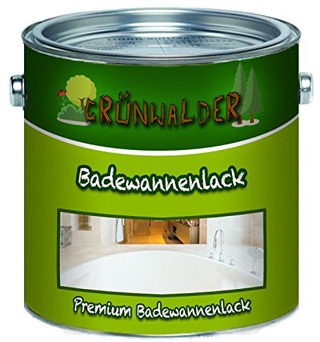 Grünwalder Badewannenlack Badezimmerfarbe Badewannenbeschichtung 2K Speziallack SET Decklack + Grundierung Weiss Grau Beige Schwarz (5 L, Weiß)