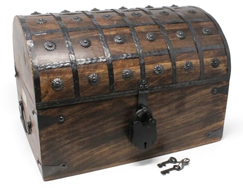 Nautical Cove Wooden Pirate Treasure Chest with Lock & Skeleton Key X-Large