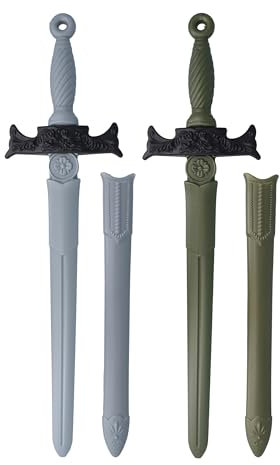 Lizzy 2 x Children's Reusable Plastic Broad Toy Sword/Knight Warrior Toy Sword (62cm) 2 Assorted Colours Fancy dress Costume accessory Kids party Bookweek