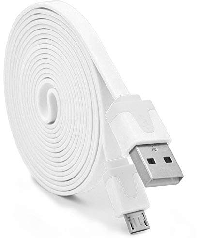 Shot Case - Cable Noodle 3 m Micro USB para mando Playstation 4 PS4 3 metros cargador USB Smartphone conector (color blanco)