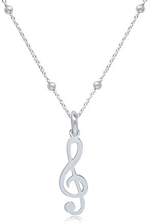 WANDA PLATA Musiknote Halsketten für Damen Mädchen, Violinschlüssel Notenschlüssel Anhänger mit Kette 40 cm + 5 cm, Sterling Silber 925 Schmuck, Geschenke für Frauen, Freund, Freundin